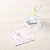 Roze Strik Baby Shower Kartonnen Onderzetters (Insitu)