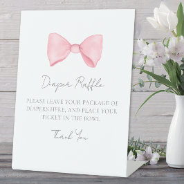 Roze strik baby shower luier raffle bijgevoegde ka reclamebord met voetstuk