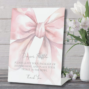 Roze Strik Baby Shower Luier Raffle Reclamebord Met Voetstuk