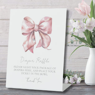 Roze Strik Baby Shower Luiers Raffle Bijlagekaart Reclamebord Met Voetstuk