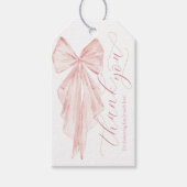 Roze Strik Baby Shower Minimalistisch Bedankje Cadeaulabel (Voorkant)