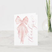 Roze strik Baby shower minimalistisch lint Bedankkaart (Voorkant)