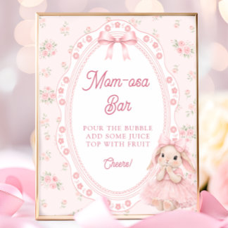 Roze strik baby shower Mom-osa bar voor kleine kon Poster