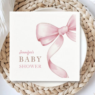Roze strik Baby shower papier Servet