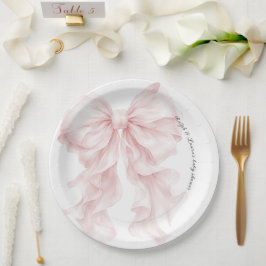 Roze Strik Baby Shower Papieren Bordje