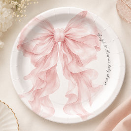 Roze Strik Baby Shower Papieren Bordje