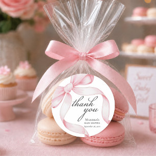 Roze Strik Baby Shower Ronde Sticker