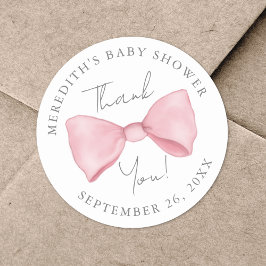 Roze Strik Baby Shower Ronde Sticker