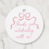 Roze strik Baby shower, roze lint Bedankjes Labels (Voorkant)