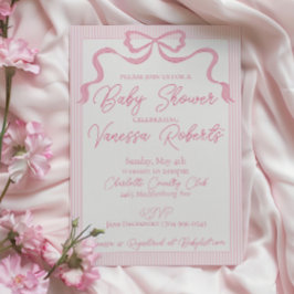 Roze strik Baby shower, roze lint Kaart