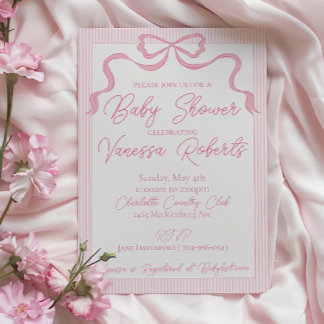 Roze strik Baby shower, roze lint Kaart