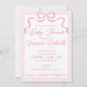 Roze strik Baby shower, roze lint Kaart (Voorkant)