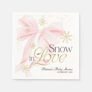Roze Strik Baby Shower Sneeuw in Love Persoonlijk Servet