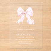 Roze Strik Baby Shower Uitnodiging (Voorkant)