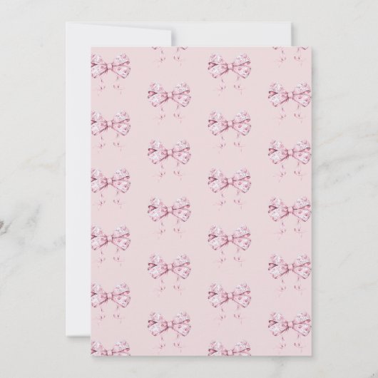 Roze Strik Baby Shower Uitnodiging (Achterkant)