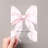 Roze Strik Baby Shower Uitnodiging (Insitu (Draagbaar))