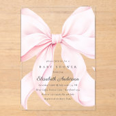 Roze Strik Baby Shower Uitnodiging (Voorkant)