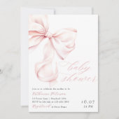 Roze strik Baby shower uitnodiging (Voorkant)