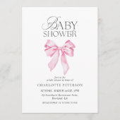 Roze Strik Baby Shower Uitnodiging (Voorkant)