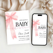 Roze Strik Baby Shower Uitnodiging