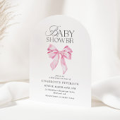 Roze Strik Baby Shower Uitnodiging