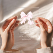 Roze Strik Baby Shower Uitnodiging