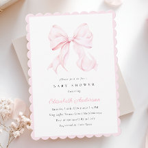 Roze Strik Baby Shower Uitnodiging