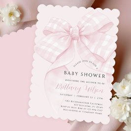 Roze strik Baby shower uitnodiging