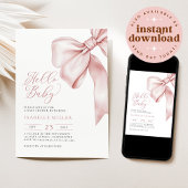 Roze strik Baby shower uitnodiging