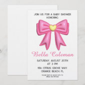 roze strik baby shower uitnodiging (Voorkant / Achterkant)