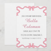 roze strik baby shower uitnodiging (Voorkant / Achterkant)
