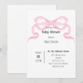 Roze strik baby shower uitnodiging (Voorkant / Achterkant)