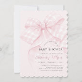 Roze strik Baby shower uitnodiging (Voorkant)