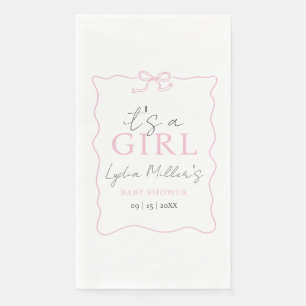 Roze Strik Baby Shower Uitnodiging, Meisje Baby Sh Servet