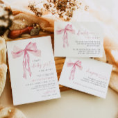 Roze strik Baby shower uitnodiging meisje coquette