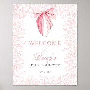 roze strik baby shower uitnodiging poster