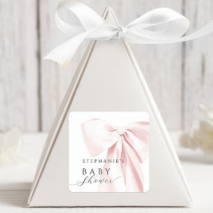 Roze Strik Baby Shower Vierkante Sticker