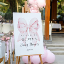 Roze Strik Baby Shower Welkom Schuim Bord Sign