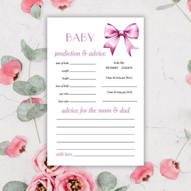 Roze Strik Baby Voorspelling en Advies Spelkaart (Creator heeft geüpload)