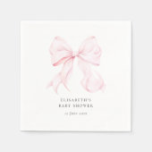 Roze Strik Babyborrel  Servet (Voorkant)