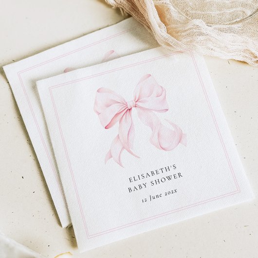 Roze Strik Babyborrel  Servet