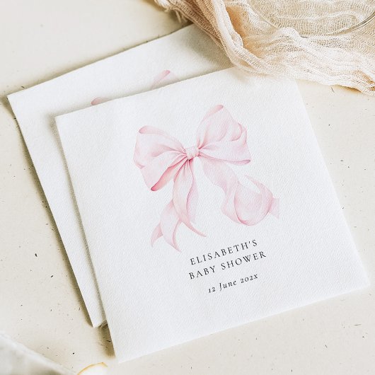 Roze Strik Babyborrel  Servet