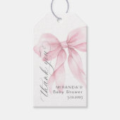 Roze strik babymeisje shower bedank je cadeaulabel (Voorkant)
