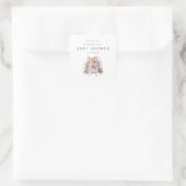 Roze Strik Babyshower Boekenstapel Vierkante Sticker (Tas)