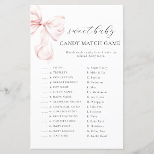 Roze strik babyshower CANDY MATCH GAME