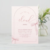 Roze Strik Babyshower Kaart (Staand voorkant)