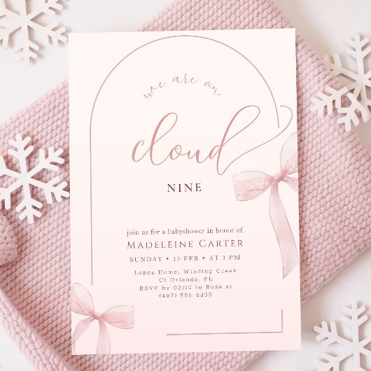 Roze Strik Babyshower Kaart