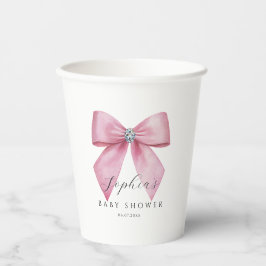 Roze Strik Babyshower Papieren Bekers