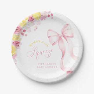 Roze Strik Babyshower Papieren Borden Bordje