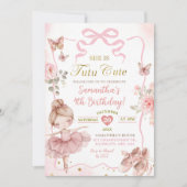 Roze Strik Ballerina Tutu Schattige Verjaardag Kaart (Voorkant)